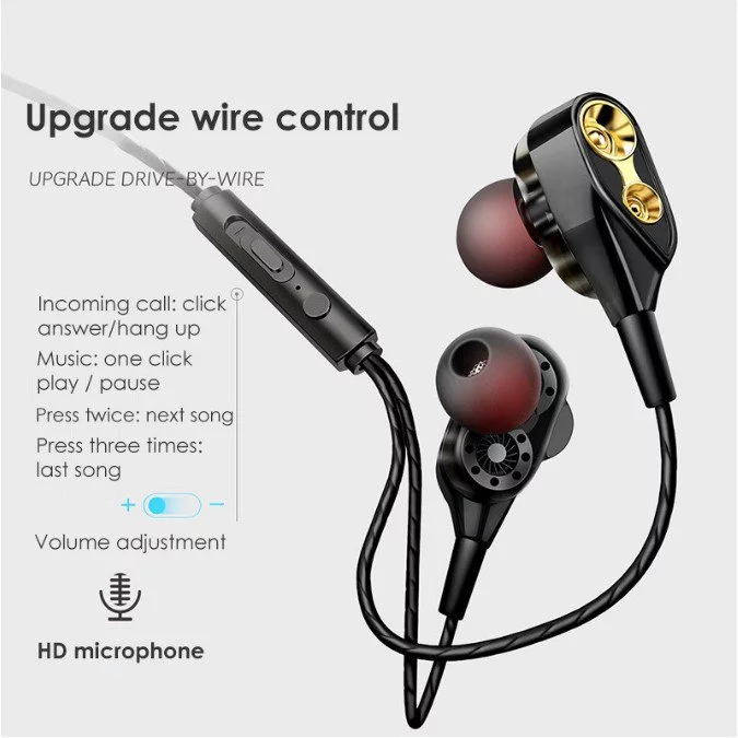 Tai nghe có dây 3,5mm 4d Bass Dây tóc cao Dual Est Reo Tai nghe có độ trung thực cao với tai nghe micrô - Hình 3