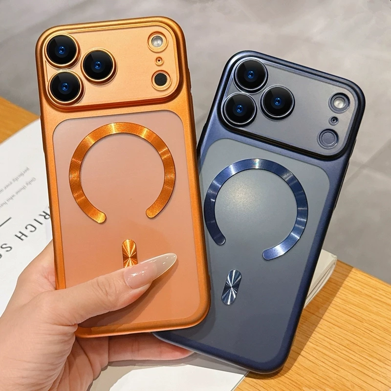 Ốp từ tính trong suốt mờ cho iPhone 17 pro max Air 16 15 plus 14 13 pro max Vỏ bảo vệ Camera Vỏ mềm chống sốc trong suốt - Hình ảnh chính